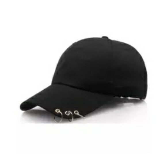 Other - Black baseball cap with metal rings